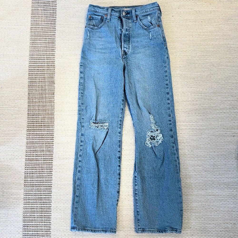 Levi's Premium Ribcage Straight Ankle Jeans Women’s 26 Selvedge Denim Big E EUC